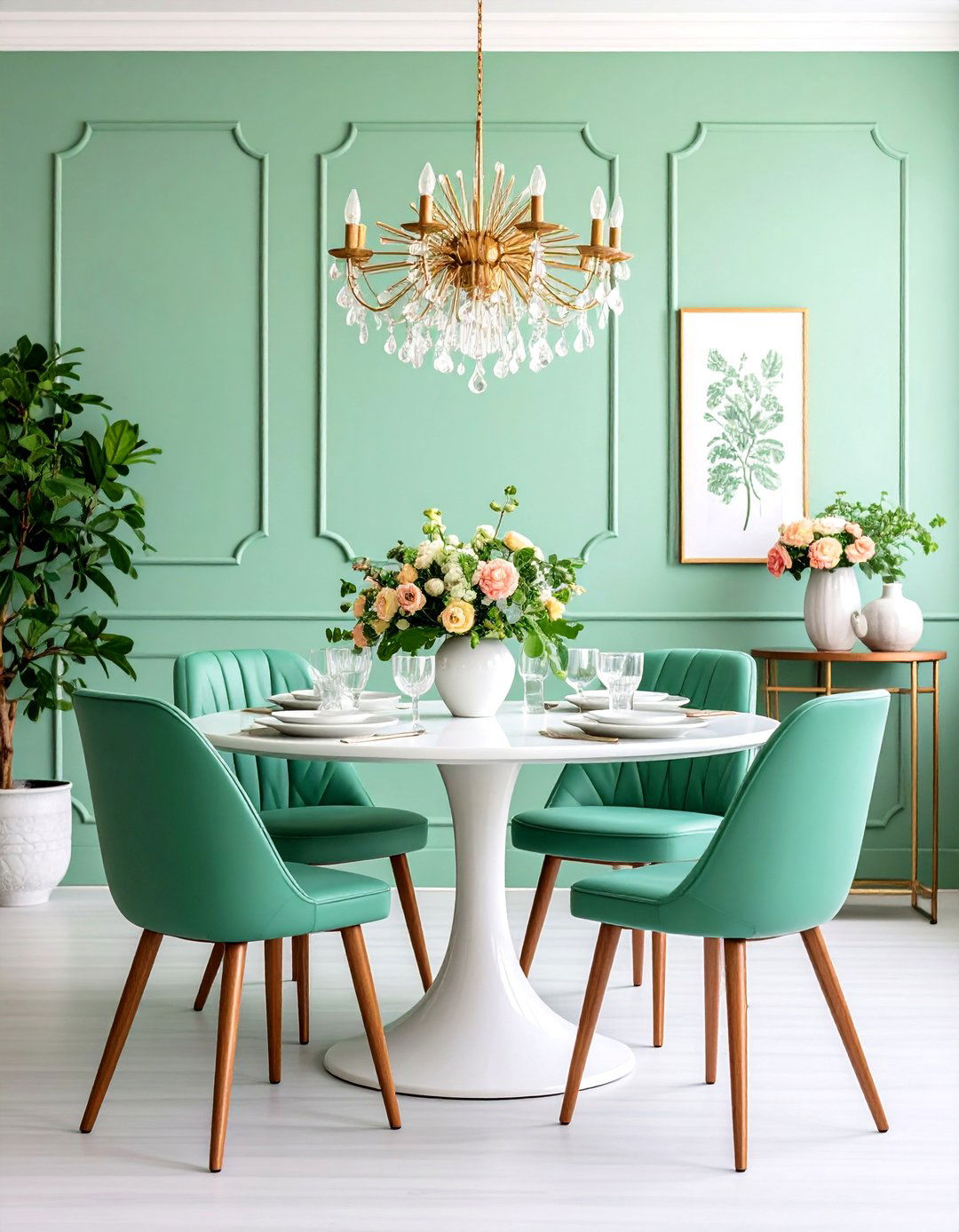 Mint Green Vintage Retro with Mid Century Modern Flair - 25 Green Dining Room Ideas