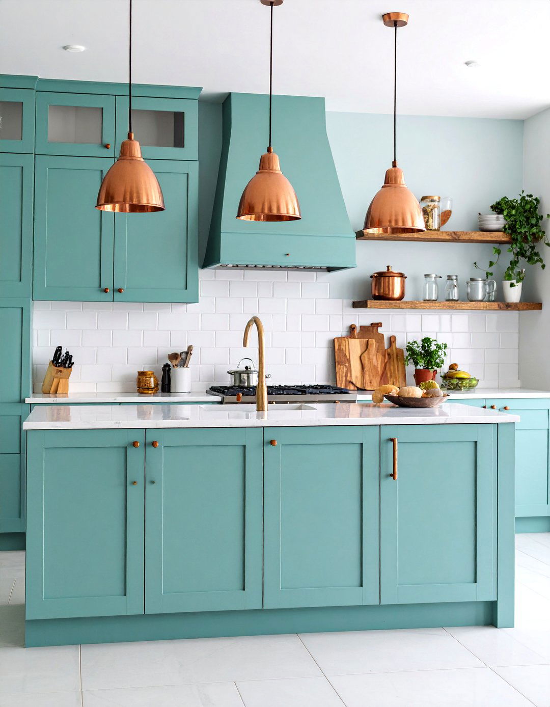 Mint Green and Copper Modern Farmhouse Kitchen - 25 Mint Green Kitchen Ideas