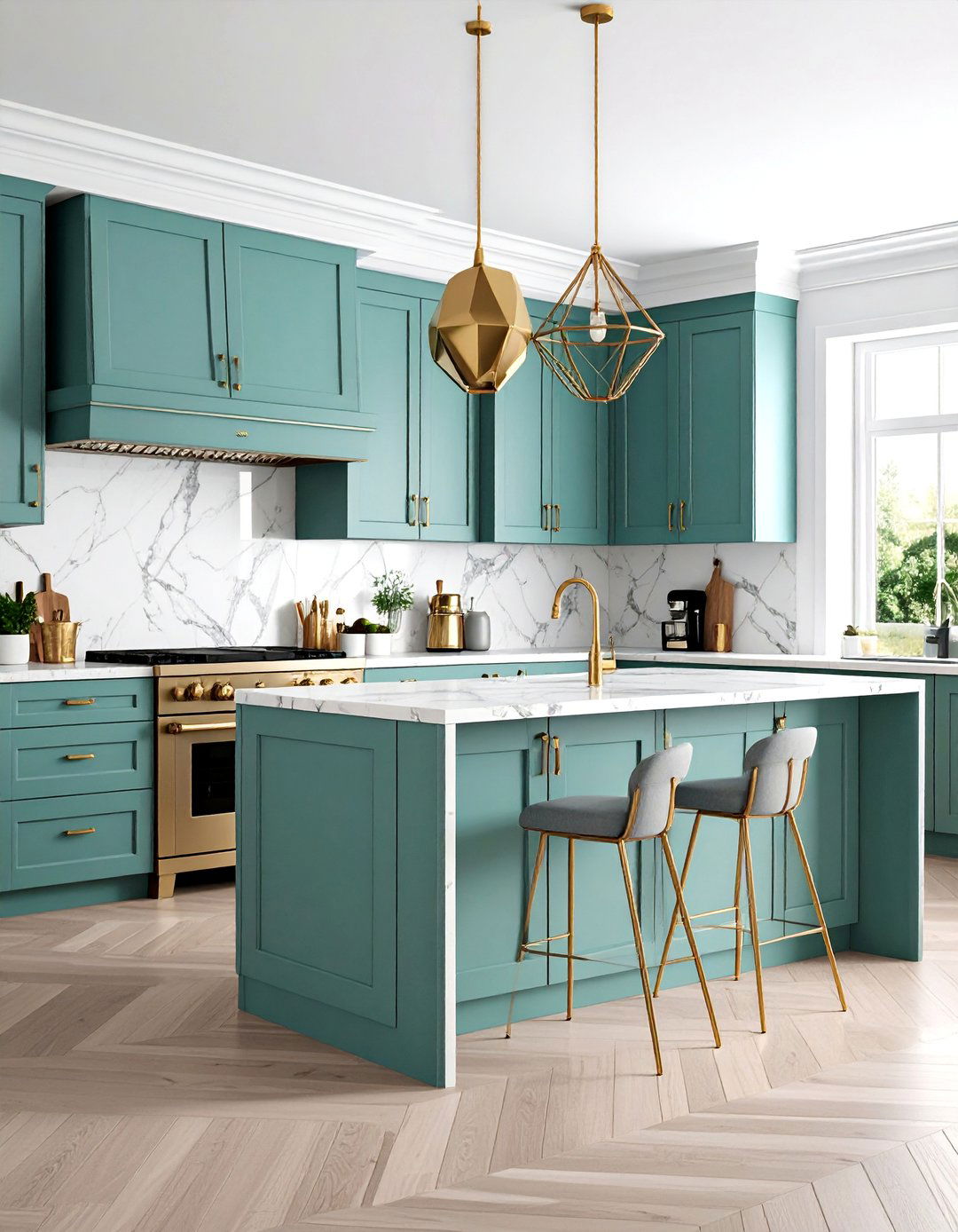 Mint Green and Gold Art Deco Kitchen - 25 Mint Green Kitchen Ideas