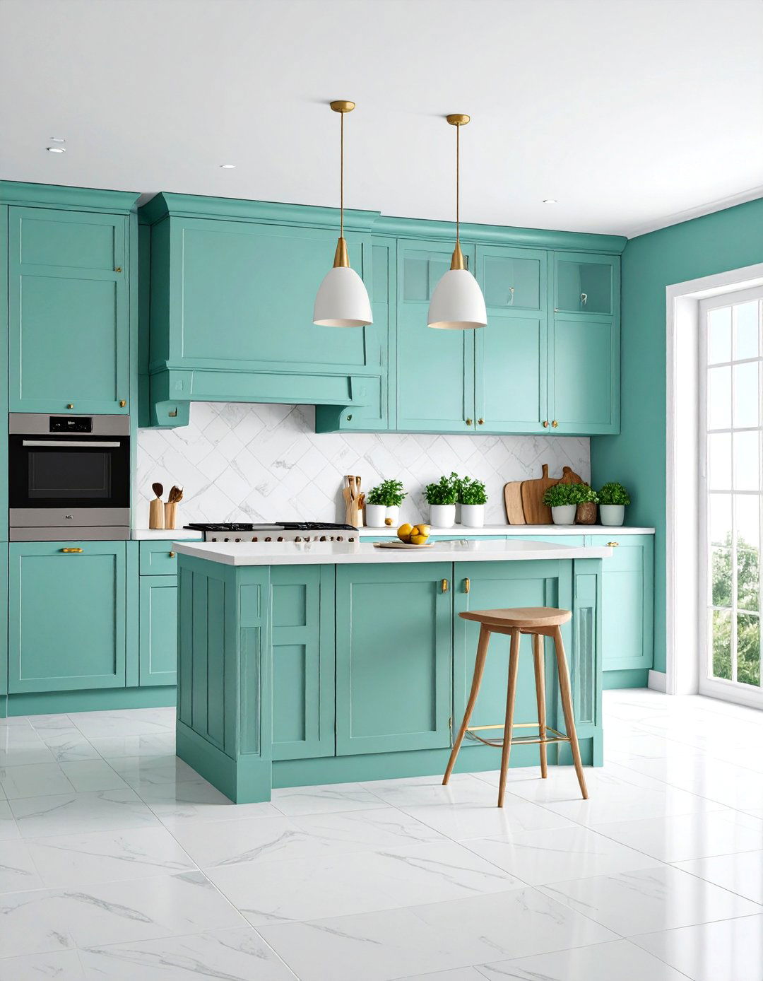 Mint Green and White Monochromatic Kitchen - 25 Mint Green Kitchen Ideas