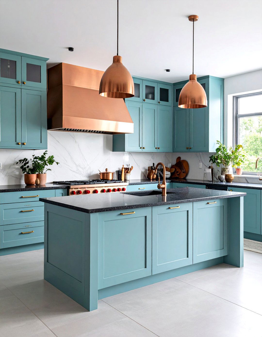 Mint Kitchen with Copper Accent Features - 25 Mint Kitchen Decor Ideas
