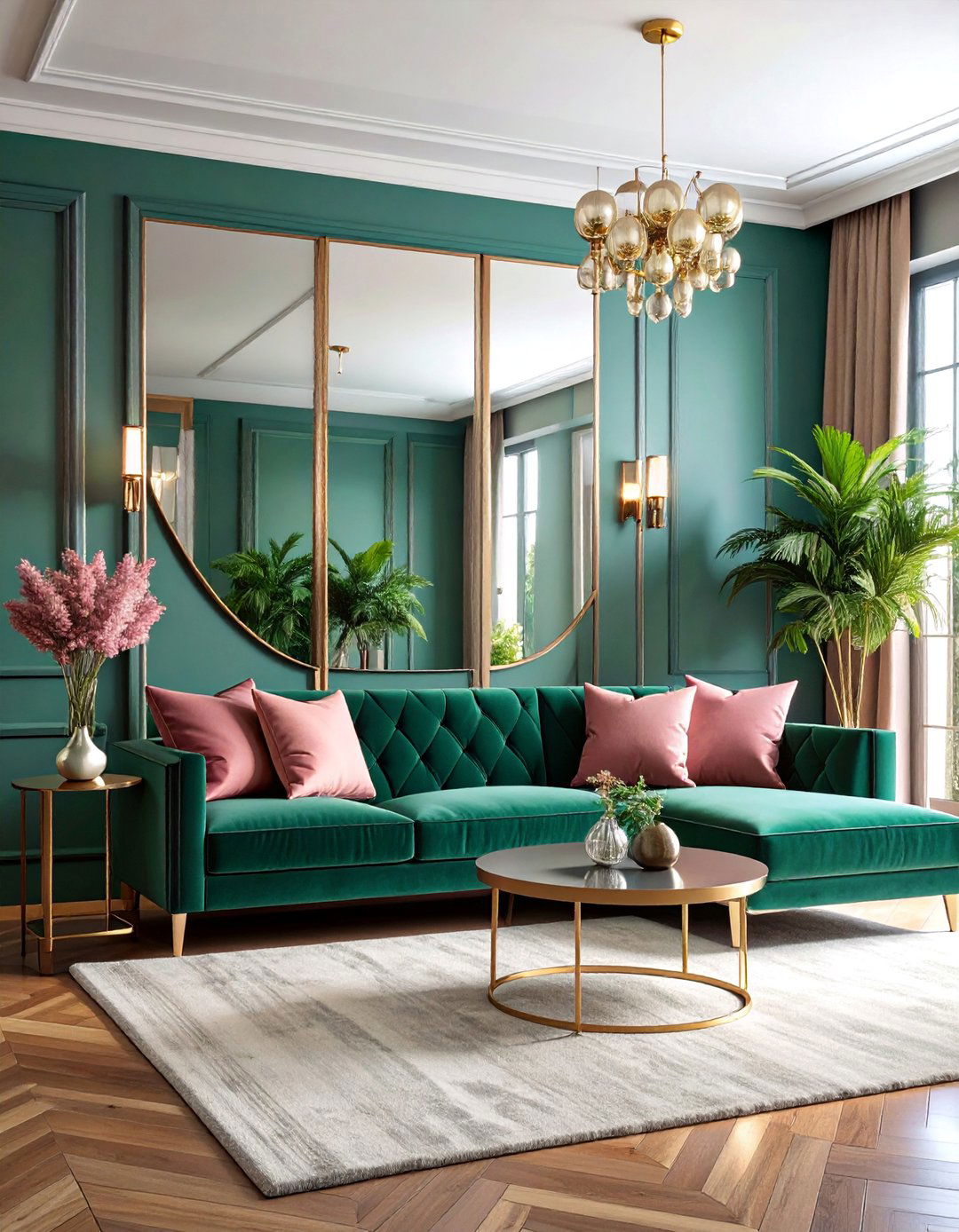 Mirror Accent Wall Behind Seating Area - 25 Living Room Mirror Ideas