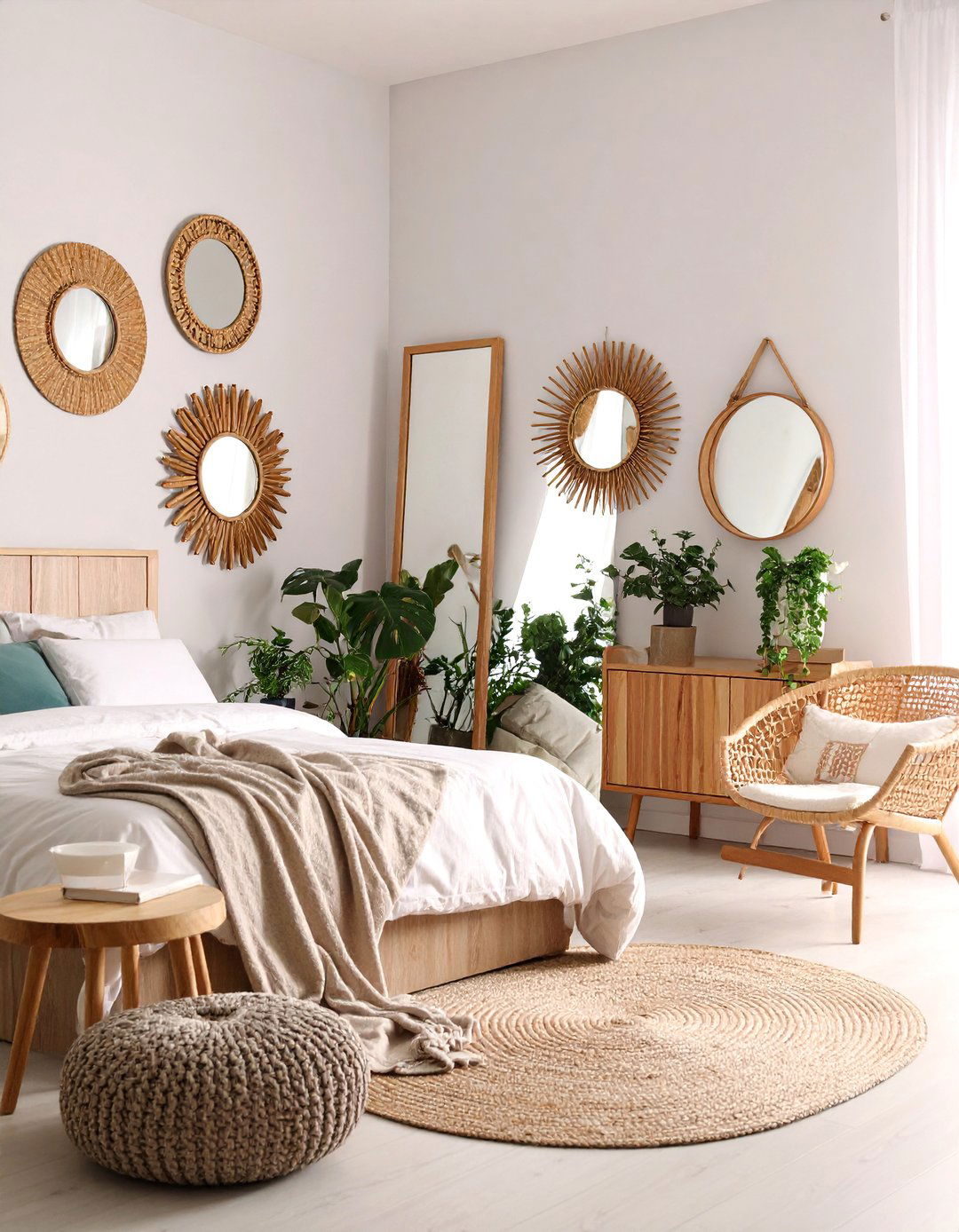 Mirror Collection for Light Reflection - 25 Bedroom Wall Decor Ideas