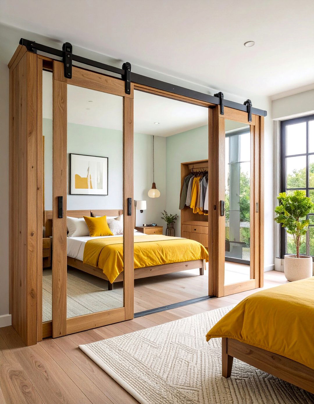 Mirror Faced Barn Door for Bedroom Closet - 25 Barn Door Ideas