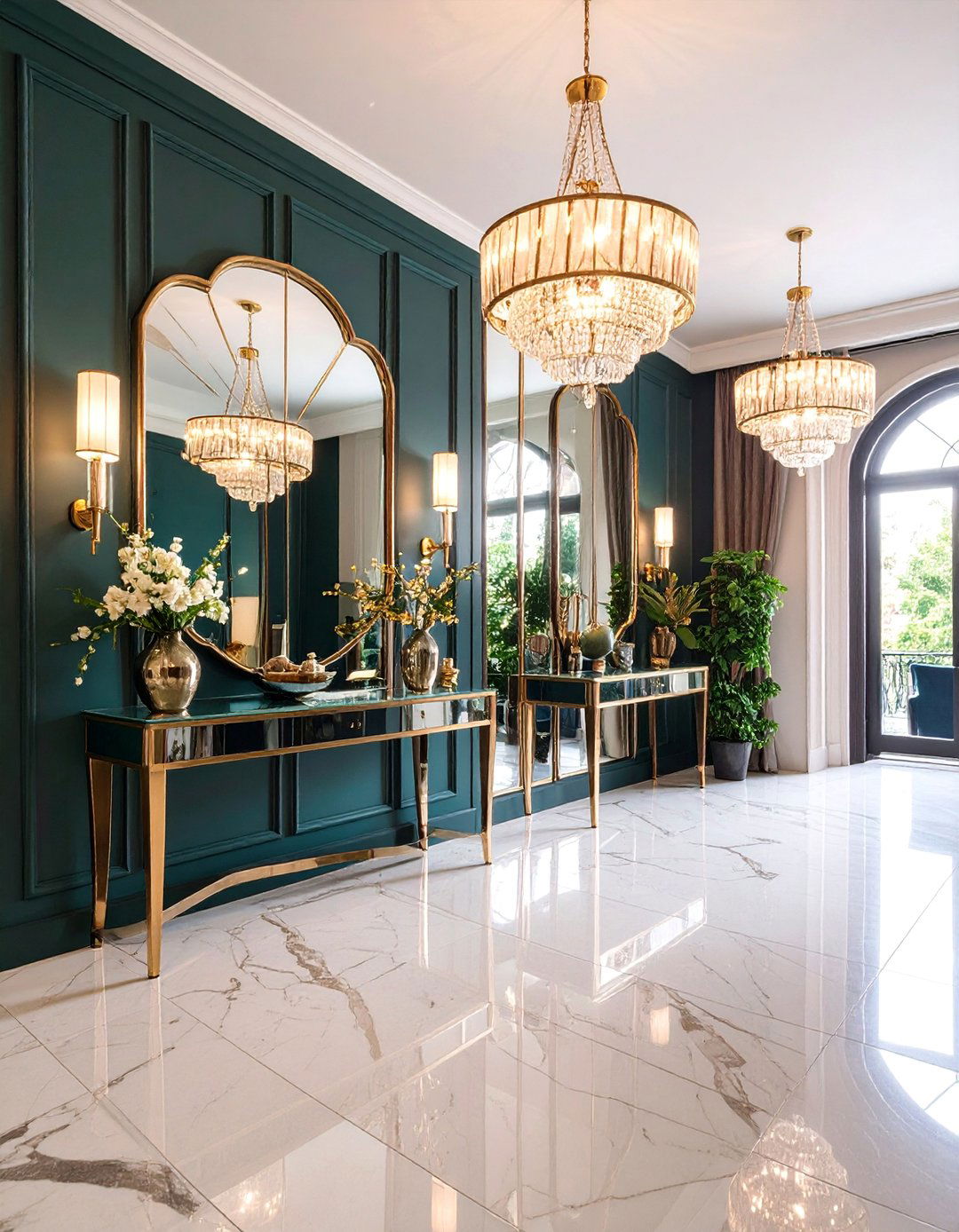 Mirror Wall Entryway with Reflective Luxury - 25 Modern Entryway Ideas