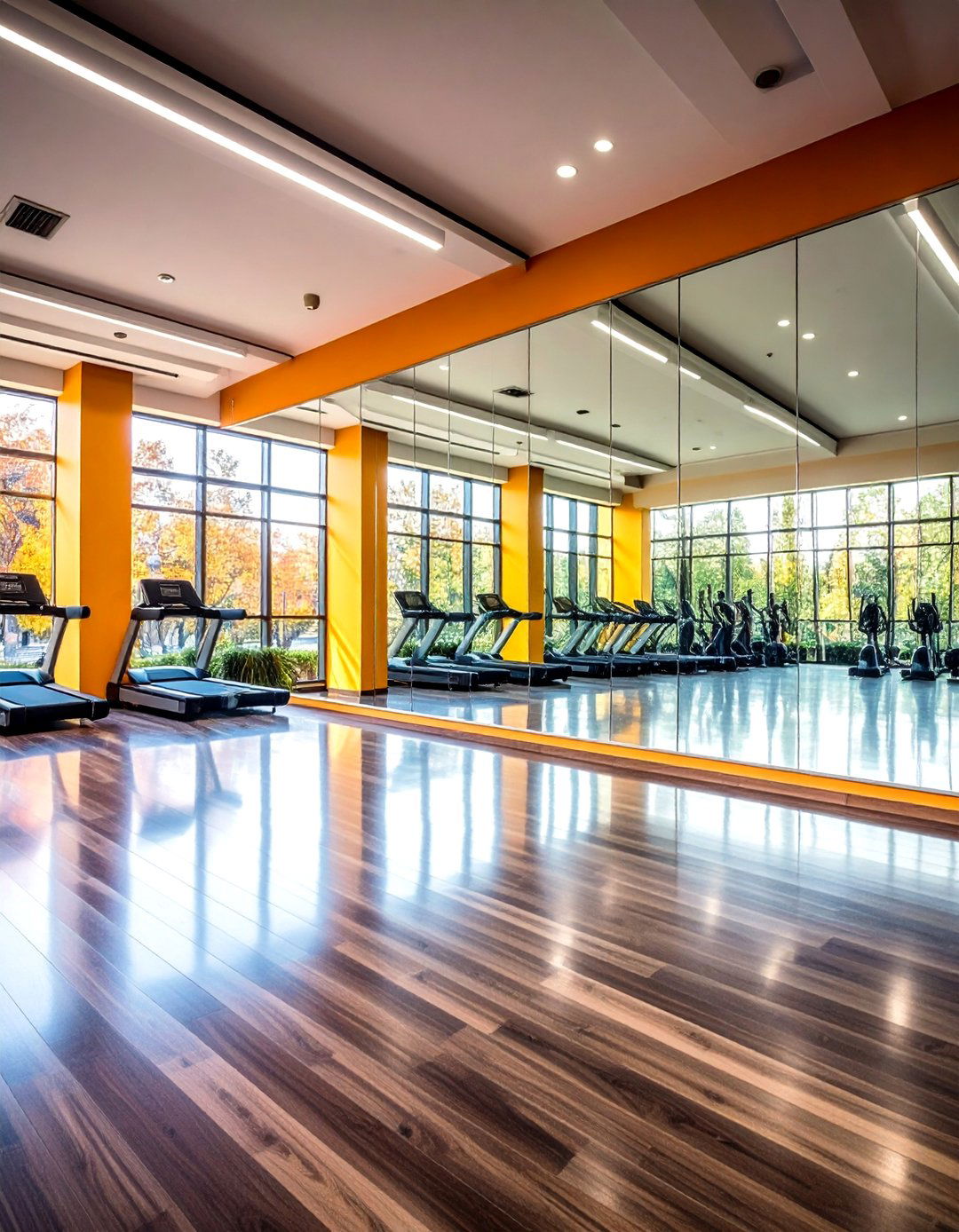 Mirror Wall Fitness Studio - 25 Home Gym Ideas