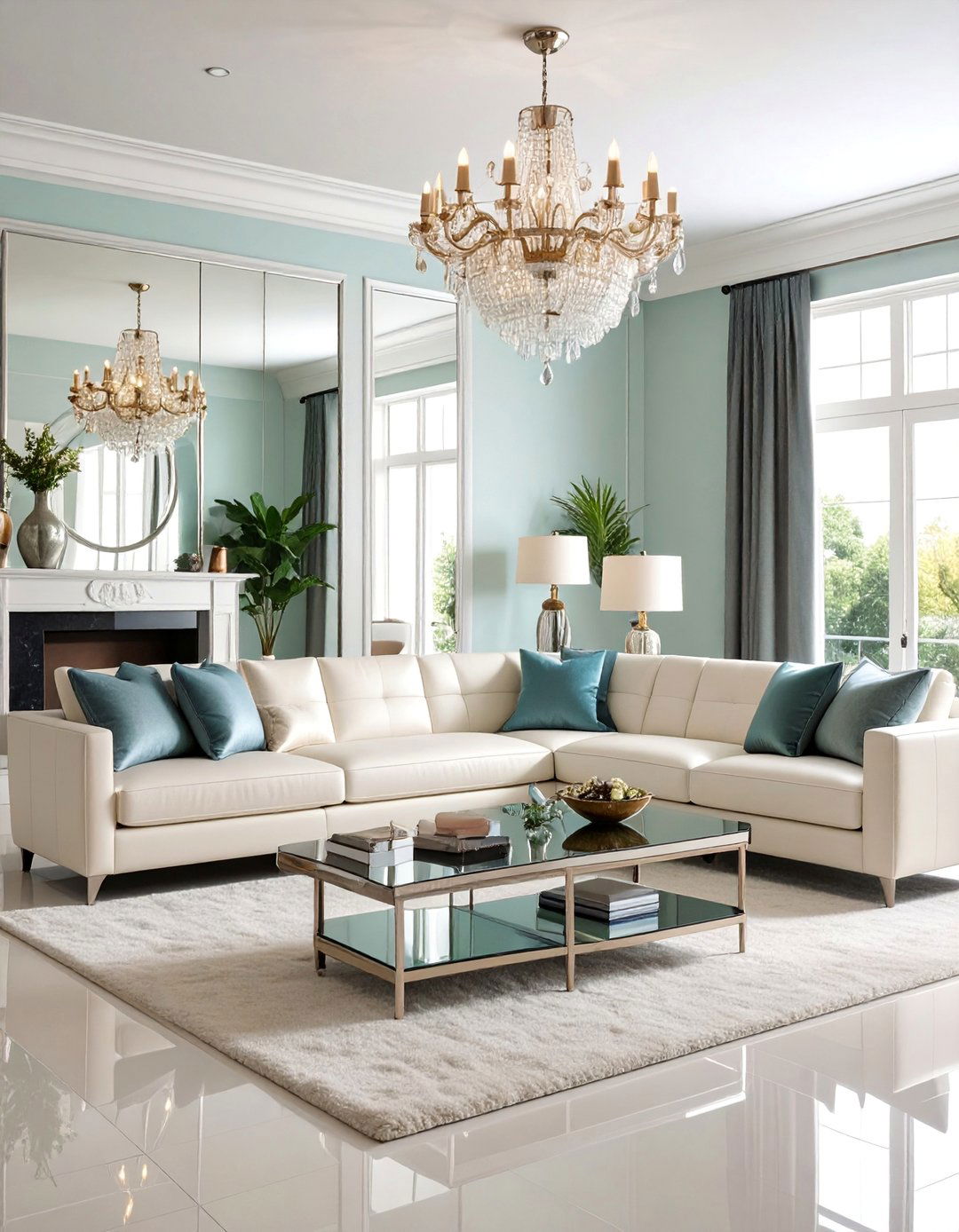 Mirror Walled Living Room with Reflective Surfaces - 25 1980s Living Room Ideas