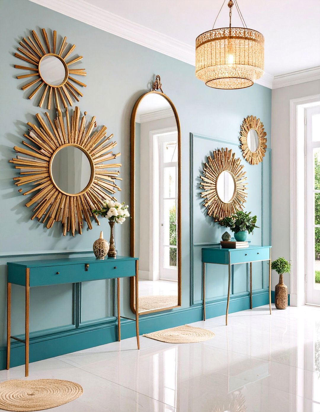 Mirror and Light Gallery Wall - 25 Gallery Wall Ideas