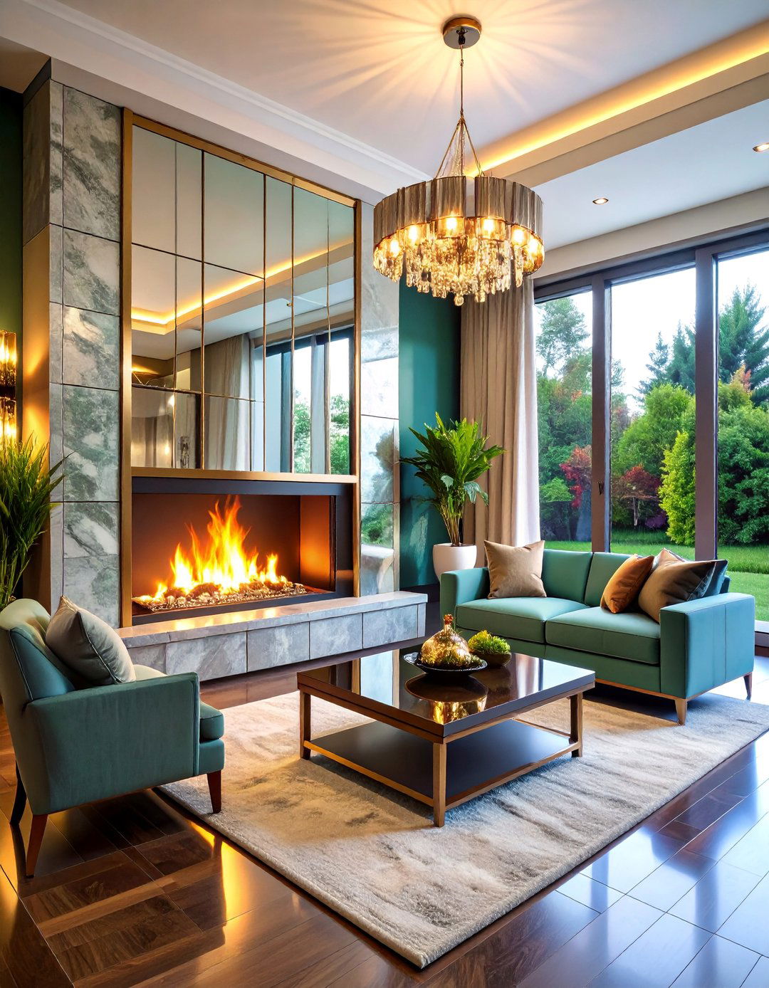 Mirrored Accent Wall Feature - 25 Fireplace Accent Wall Ideas