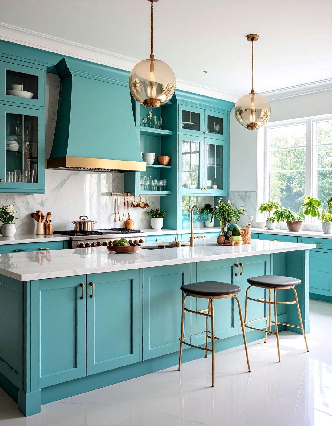 Mirrored Backing Open Shelving Design - 25 Open Shelving Kitchen Ideas