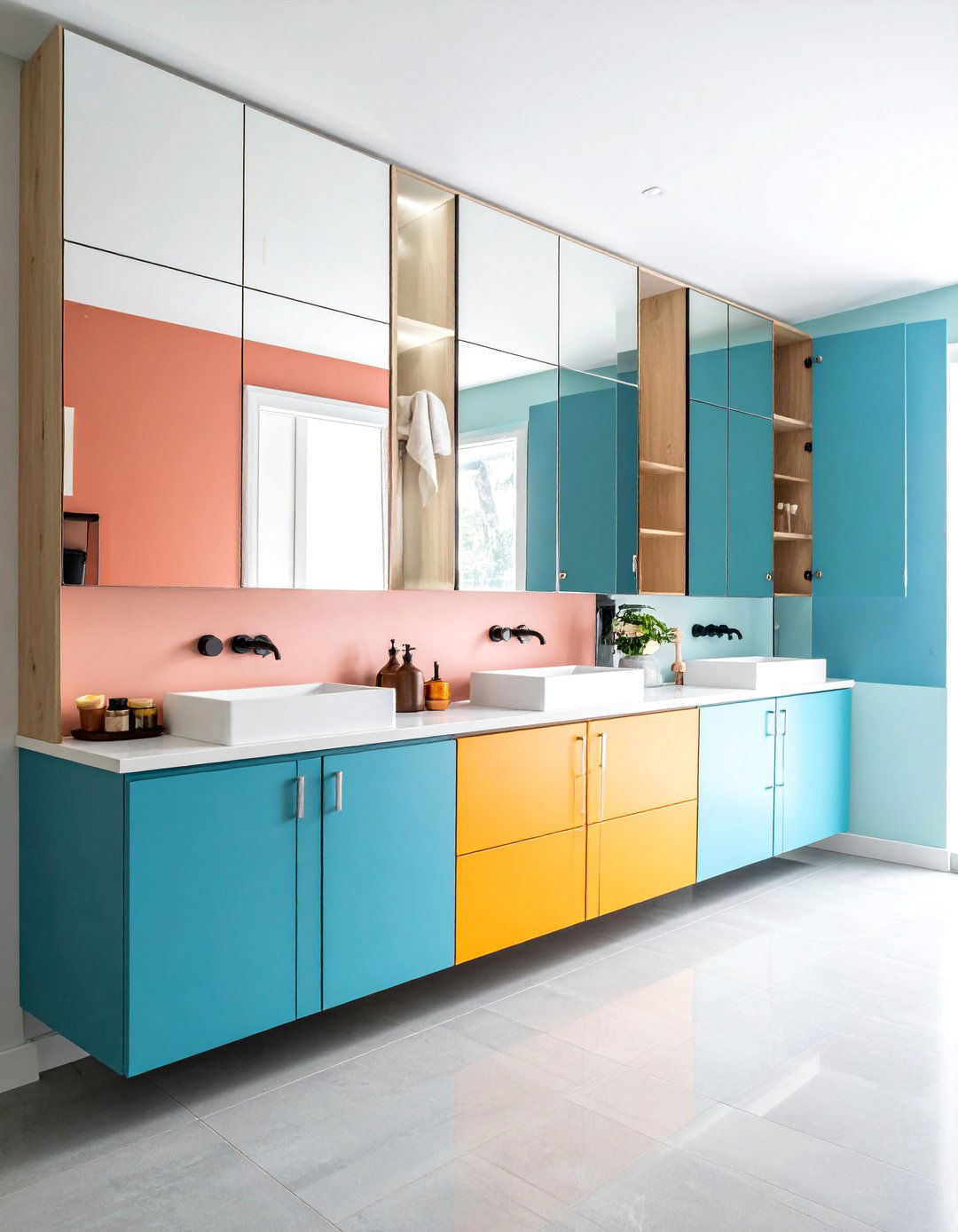 Mirrored Cabinet Interior with Hidden Storage Compartments - 25 Bathroom Cabinet Organization Ideas