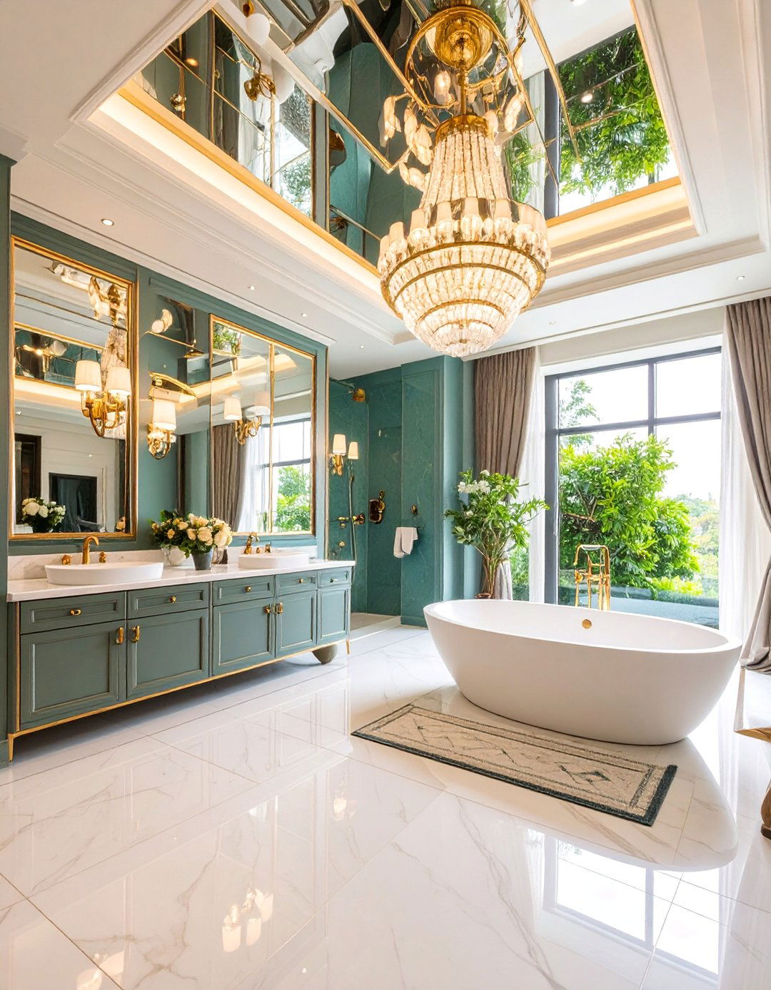 Mirrored Ceiling Accent Panels - 25 Bathroom Ceiling Ideas