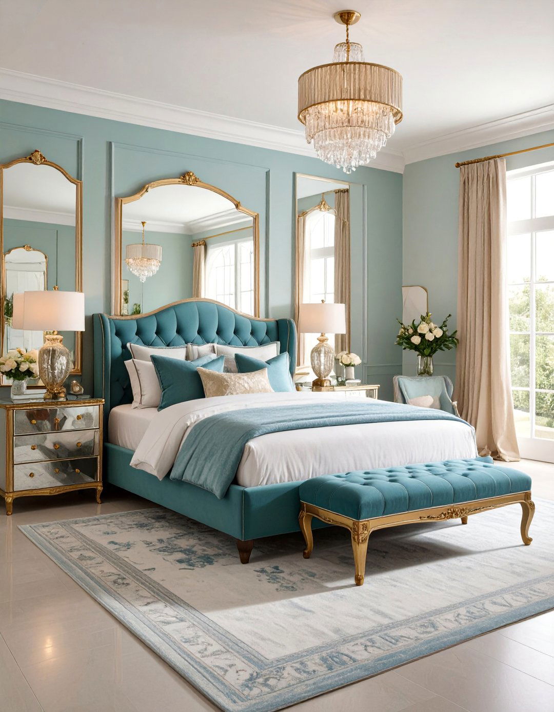 Mirrored Furniture Bedroom Elegance - 25 Glam Interior Design Ideas