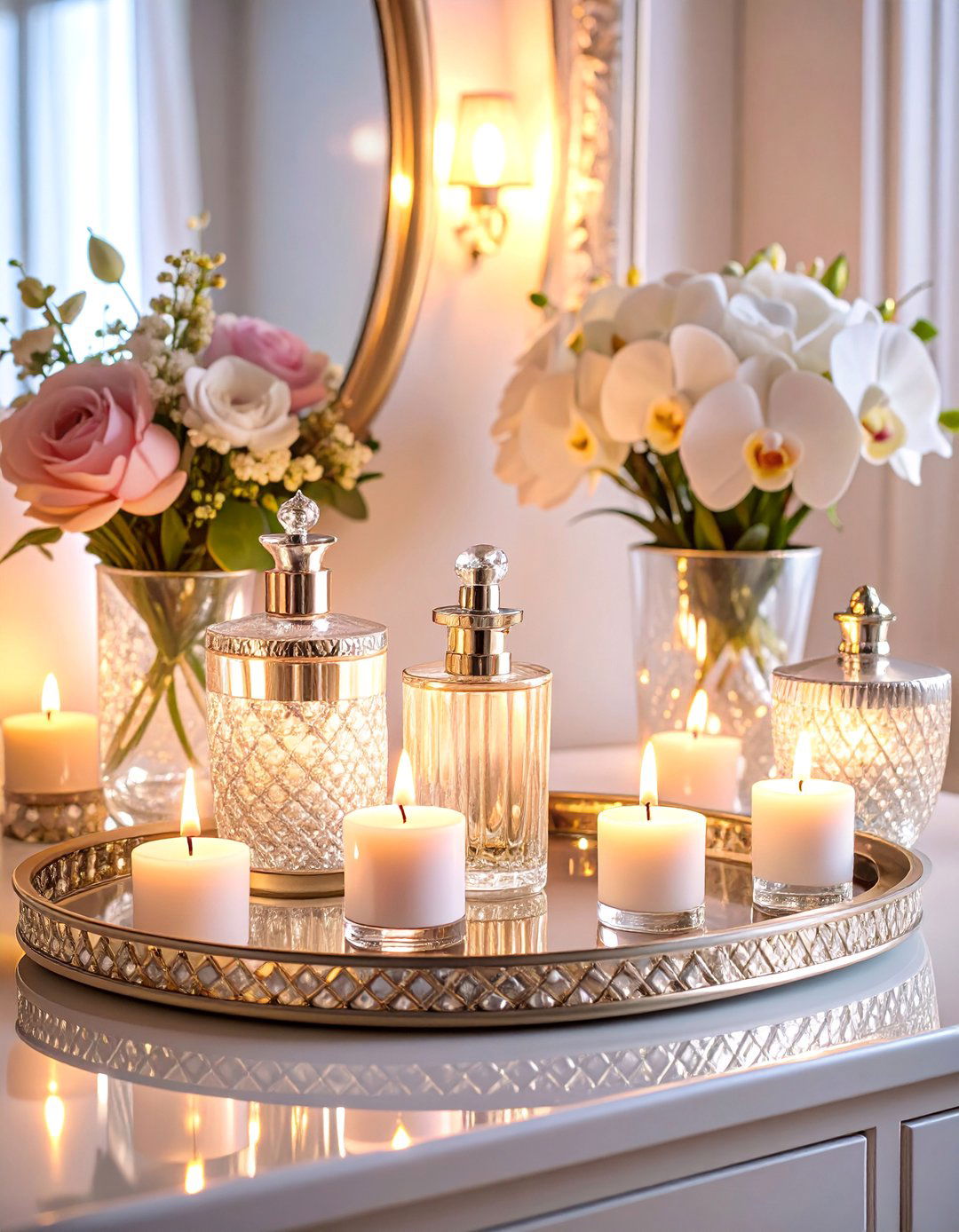Mirrored Vanity Glamour Tray - 25 Bathroom Tray Ideas