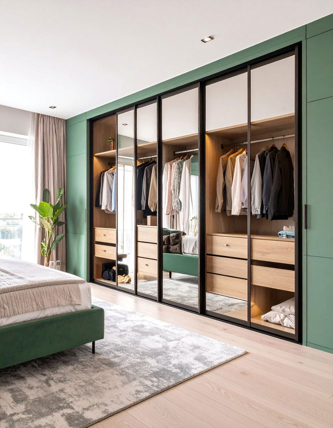 Mirrored Wardrobe Doors with Sliding Panels - 25 Bedroom Mirror Ideas