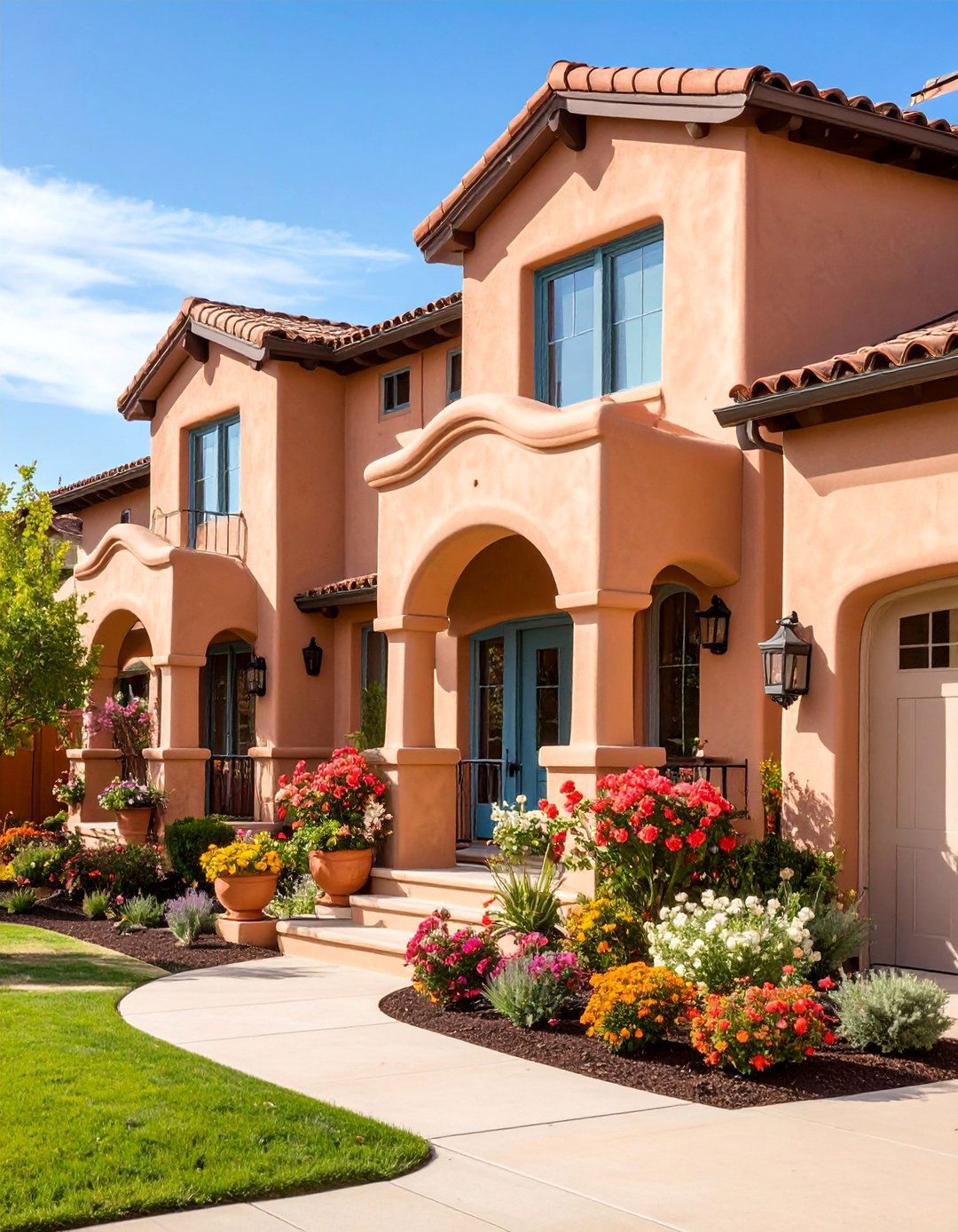 Mission Revival Adobe Style Curved Trim - 25 Exterior Garage Door Trim Ideas
