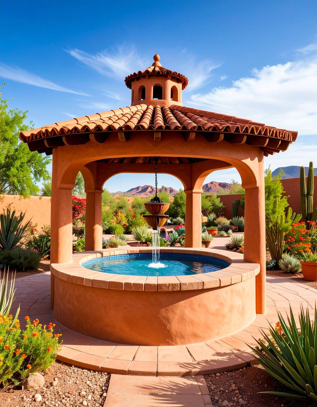 Mission Style Adobe Wishing Well - 25 Outdoor Wishing Well Garden Ideas