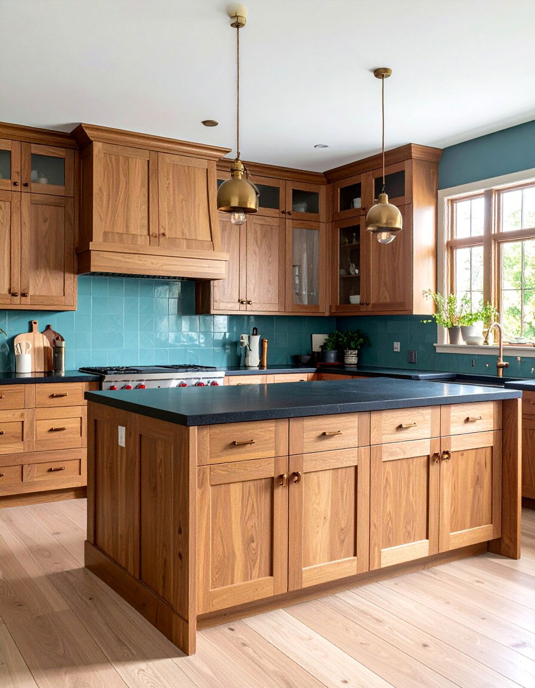 Mission Style Kitchen with Quarter Sawn Oak Cabinets - 25 kitchen with brown cabinets and black countertops ideas