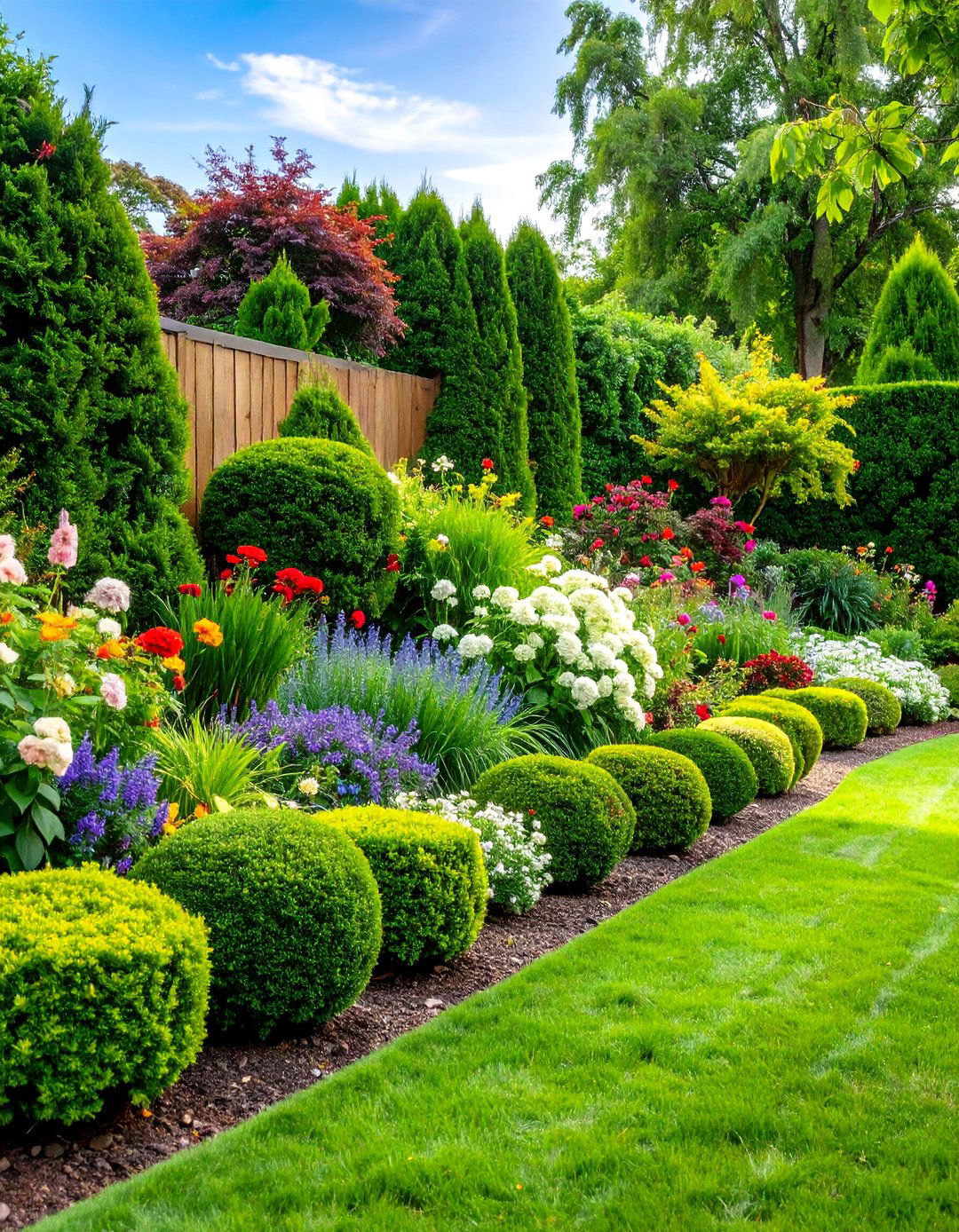 Mixed Boxwood and Perennial Border - 25 Front Yard Boxwood Designs