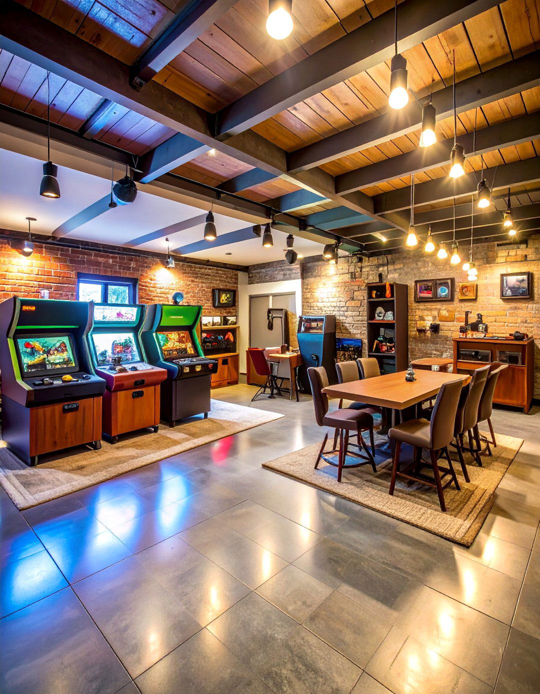 Mixed Era Basement with Vintage and Modern Elements - 25 Basement Game Room Ideas