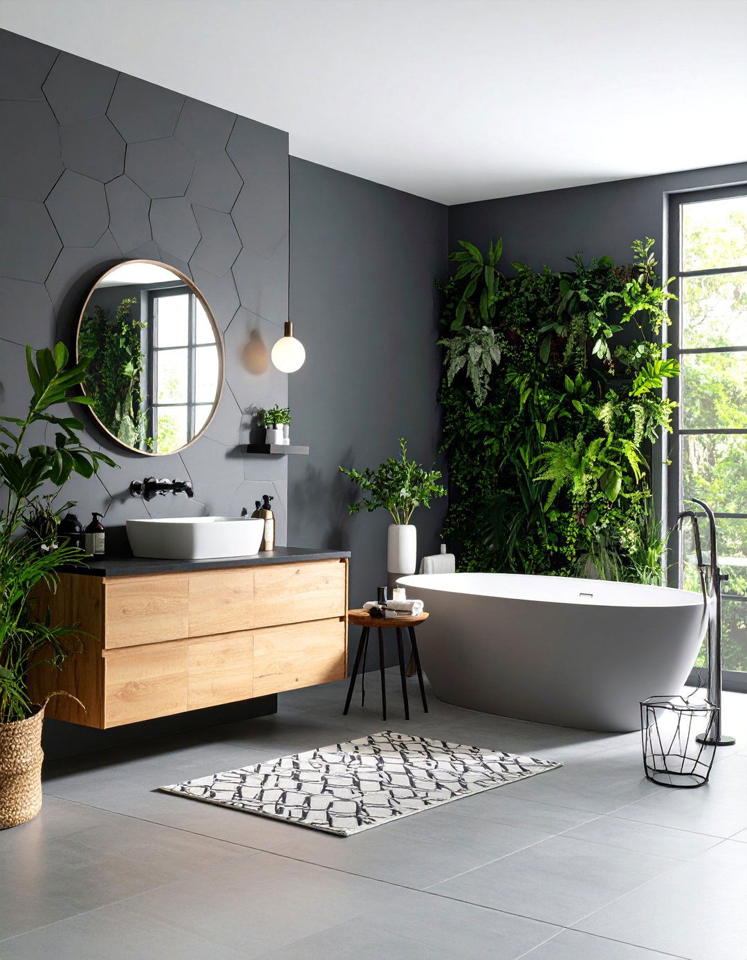 Mixed Grey Tile Bathroom - 25 Grey Tile Bathroom Ideas