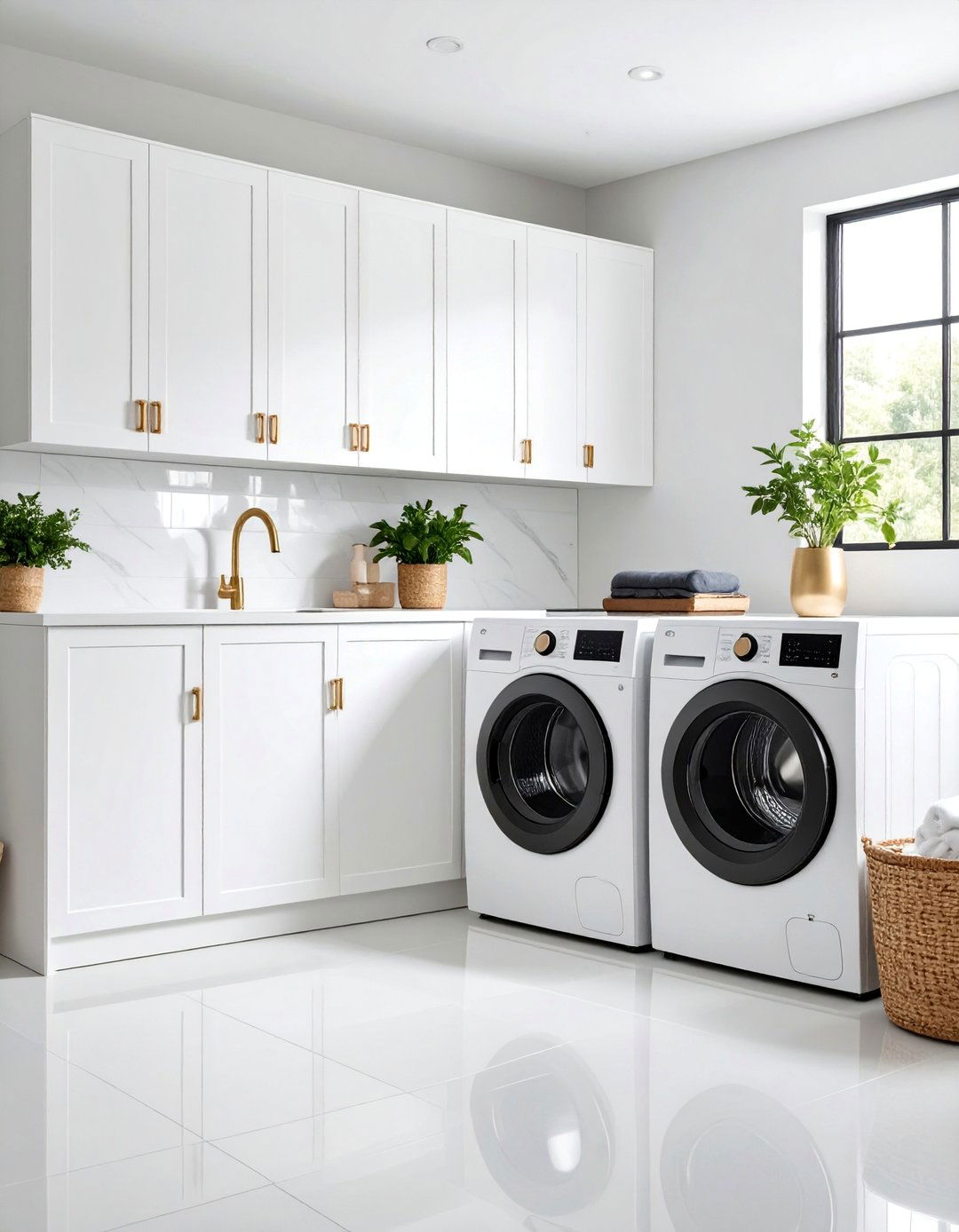 Mixed Hardware Finish Combination - 25 Black and White Laundry Room Ideas