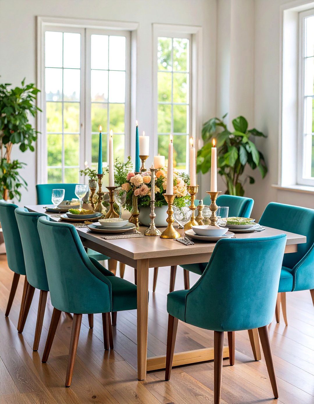 Mixed Height Candlestick Collection - 25 Dining Table Centerpiece Ideas