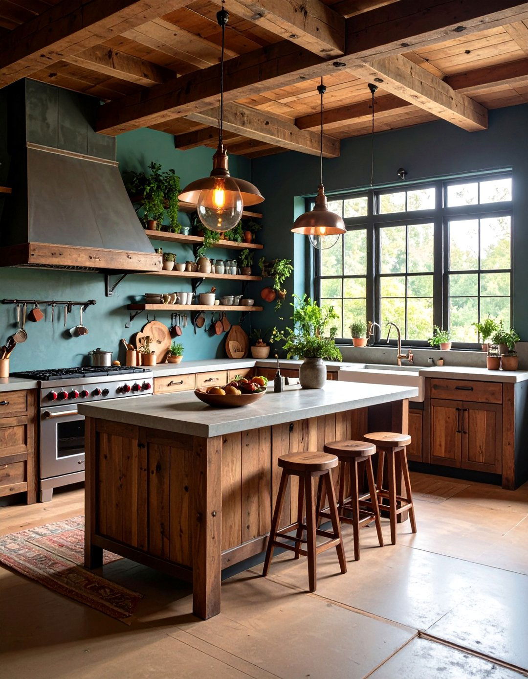 Mixed Material Barndominium Kitchen with Wood and Metal Elements - 25 Barndominium Kitchen Ideas