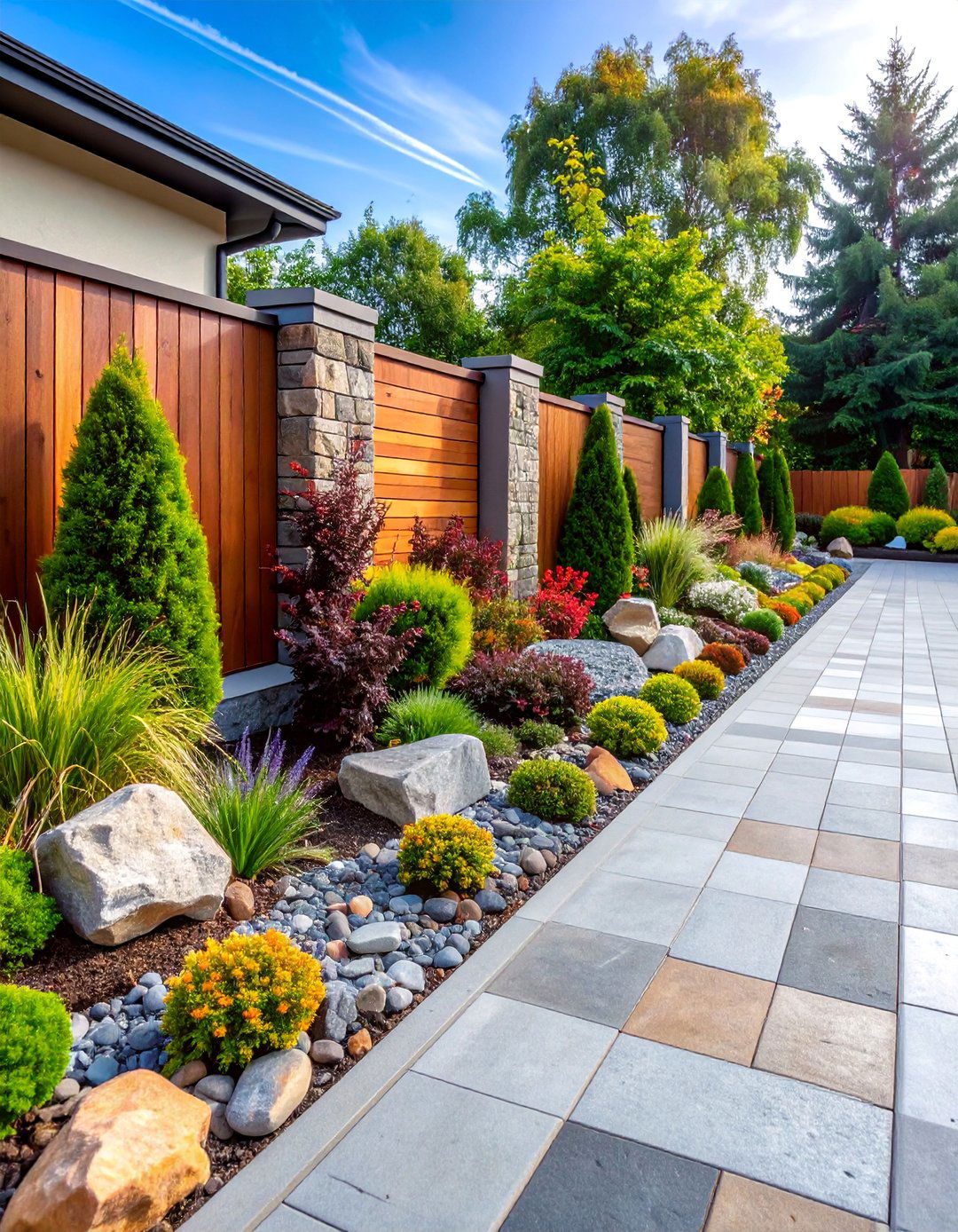 Mixed Material Borders - 25 Gravel Driveway Edging Ideas