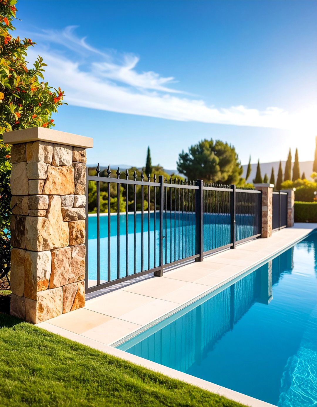 Mixed Material Combination Fence - 25 Pool Fence Ideas