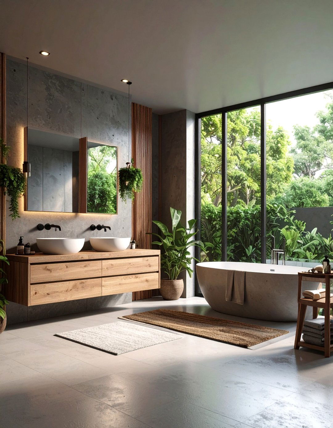 Mixed Material Concrete Bathroom - 25 Concrete Bathroom Ideas