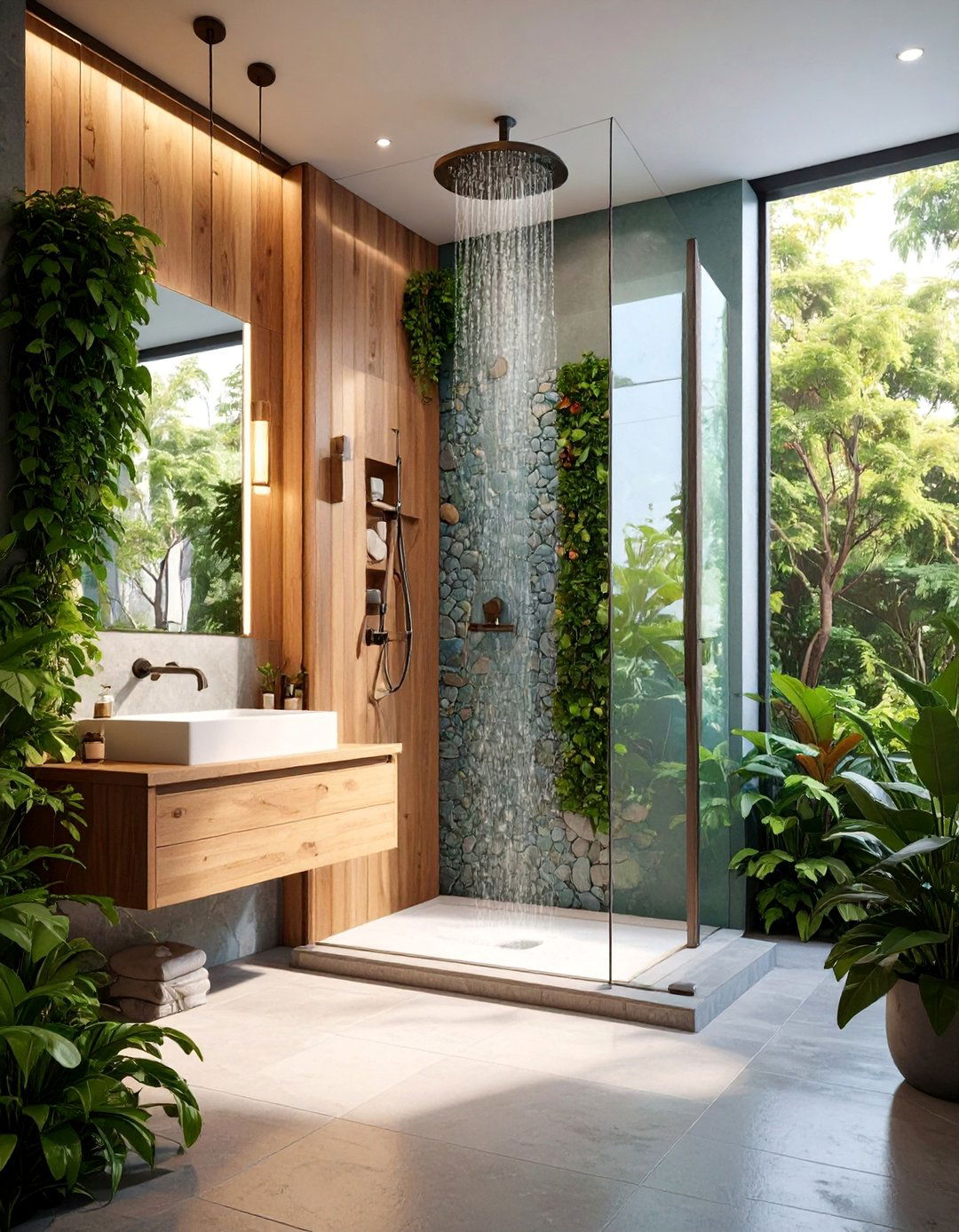 Mixed Material Fusion Shower Surround - 25 Shower Surround Ideas