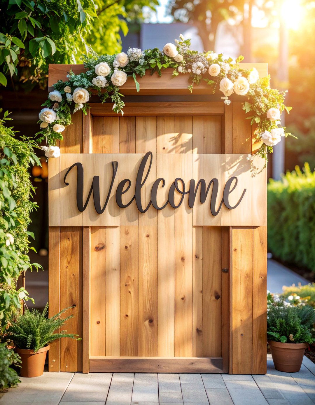 Mixed Material Layered Welcome Sign - 25 Wedding Welcome Sign Ideas