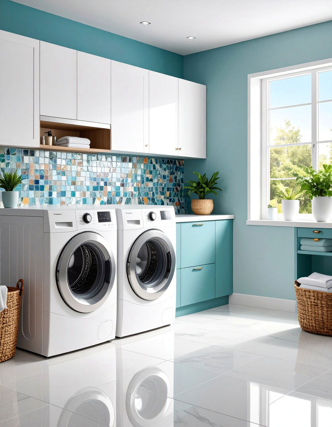 Mixed Material Mosaic Combination - 25 Laundry Room Backsplash Ideas