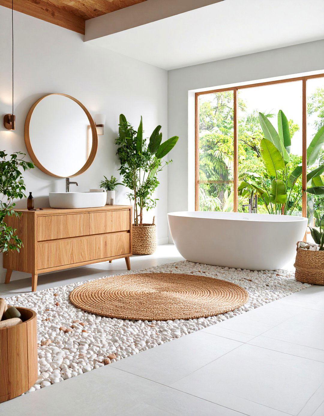 Mixed Material Penny Tile Combination - 25 Penny Tile Bathroom Floor Ideas