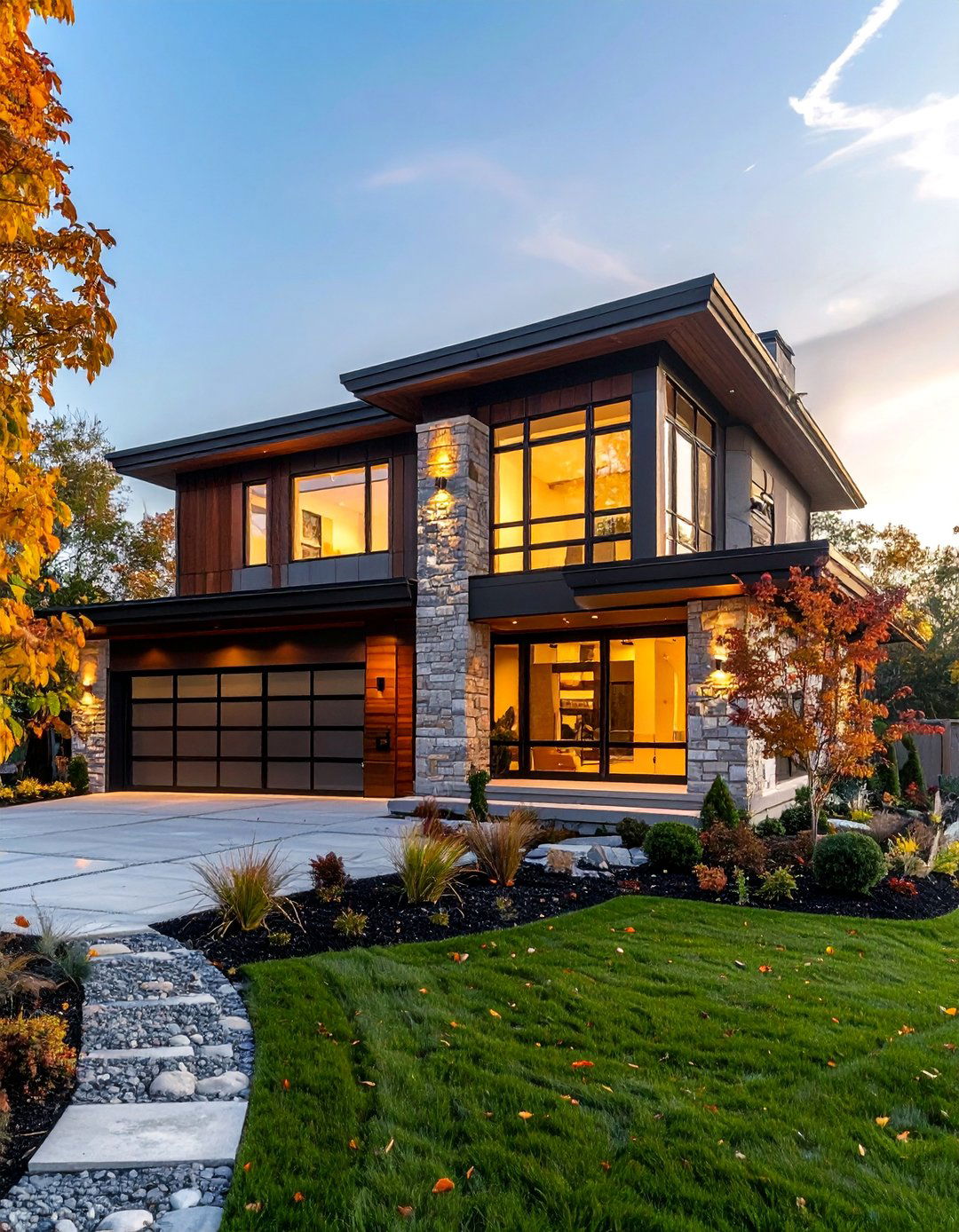Mixed Material Siding with Stone Accents - 25 Modern Siding Ideas for a Contemporary Home