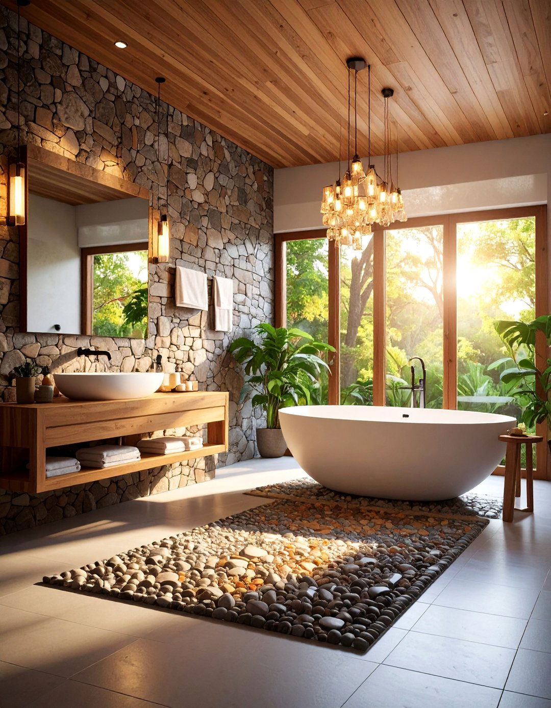 Mixed Material Wet Room with Textural Contrast - 25 Wet Room Ideas