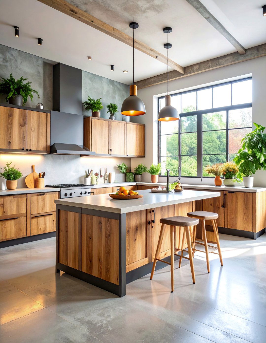Mixed Material Wood and Metal Industrial Cabinets - 25 Kitchen Cabinet Ideas
