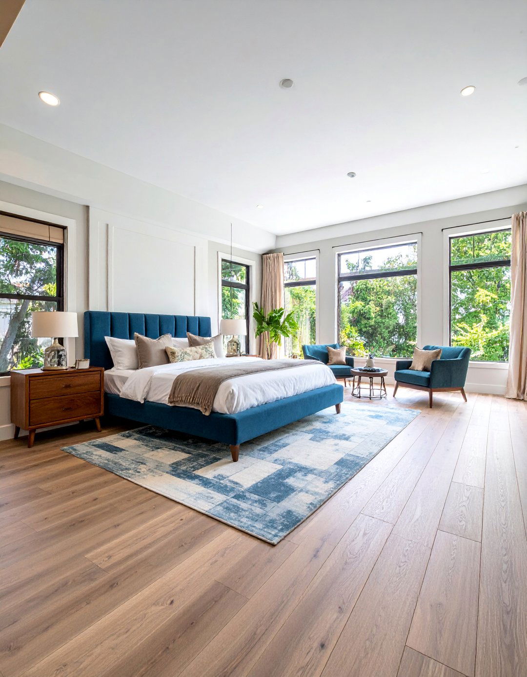 Mixed Media Bedroom Flooring with Wood and Tile Combination - 25 Bedroom Flooring Ideas