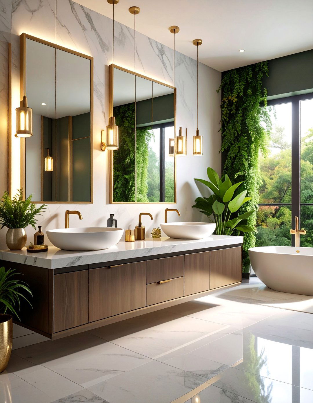 Mixed Metal Hardware Accent Scheme - 25 Small Master Bathroom Ideas