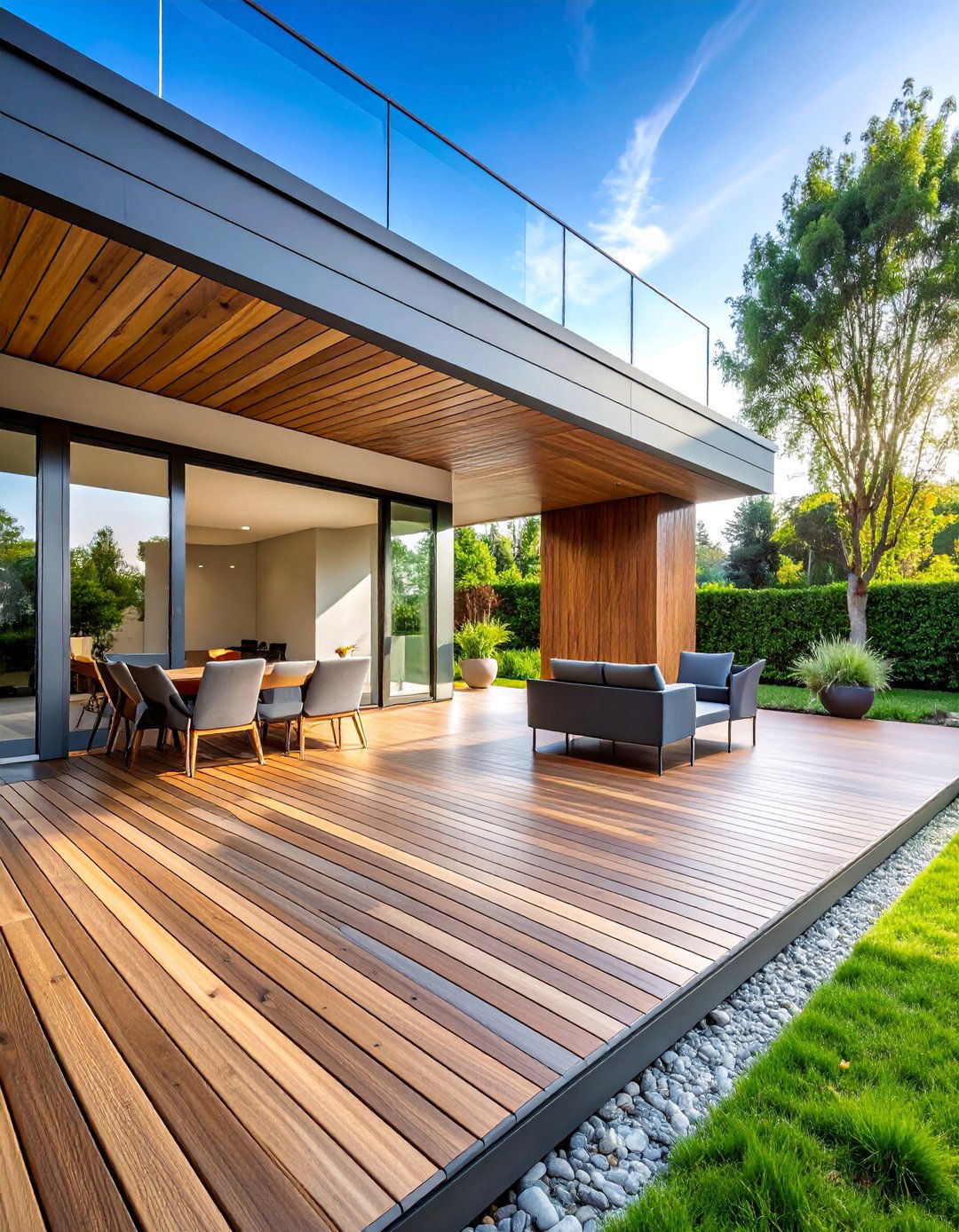 Mixed Metal and Wood Modern Design - 25 Horizontal Deck Railing Ideas