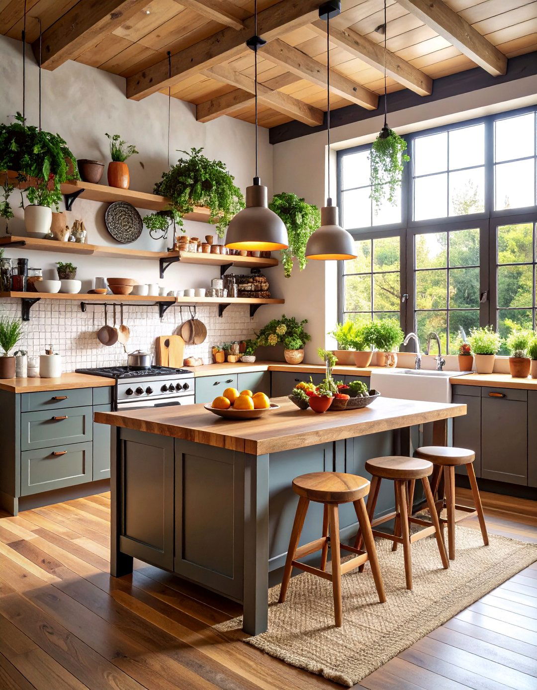 Mixed Natural Material Kitchen with Textural Contrast - 25 Natural Kitchen Design Ideas
