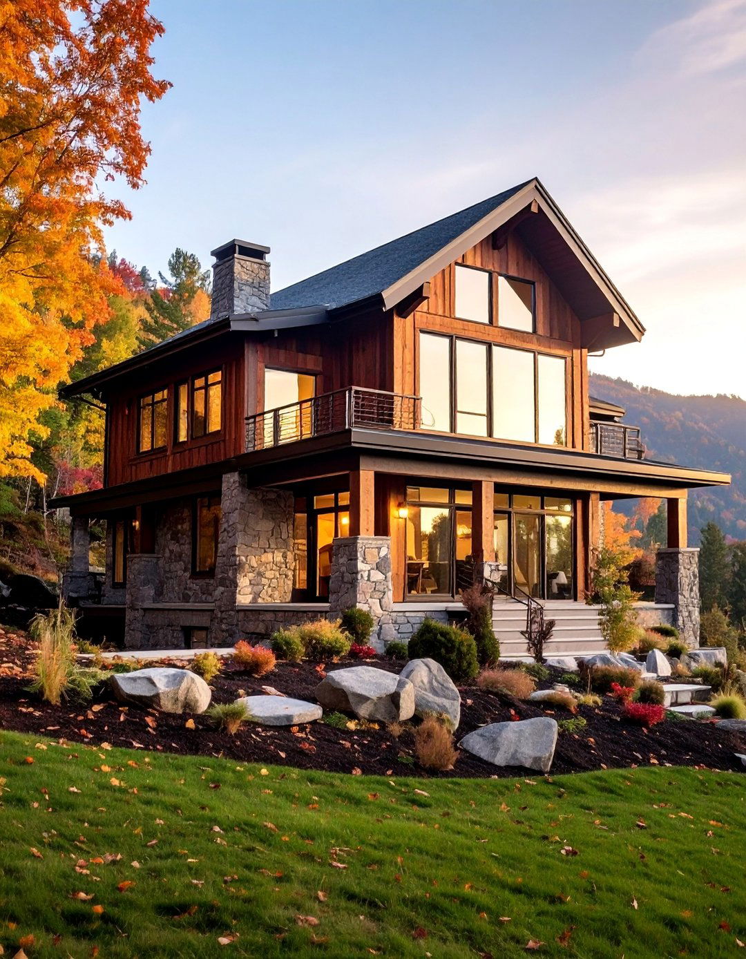 Mixed Natural Stone and Timber Cladding - 25 Scandinavian House Exterior Ideas