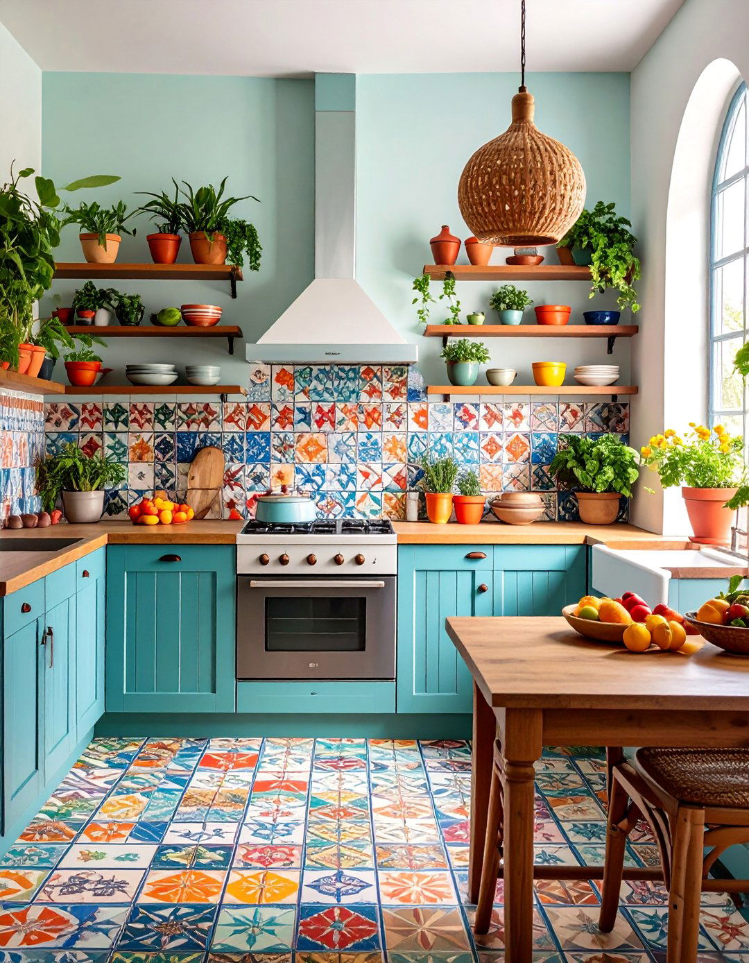 Mixed Pattern Tile Kitchen with Geometric Designs - 25 Mexican Kitchen Ideas