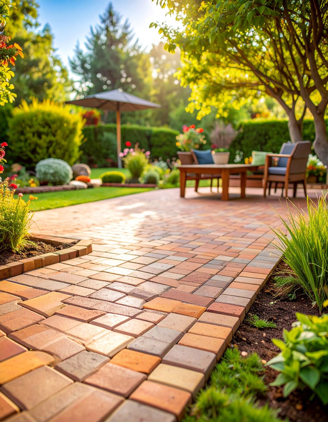 Mixed Size Brick Patio Pattern - 25 Brick Patio Ideas