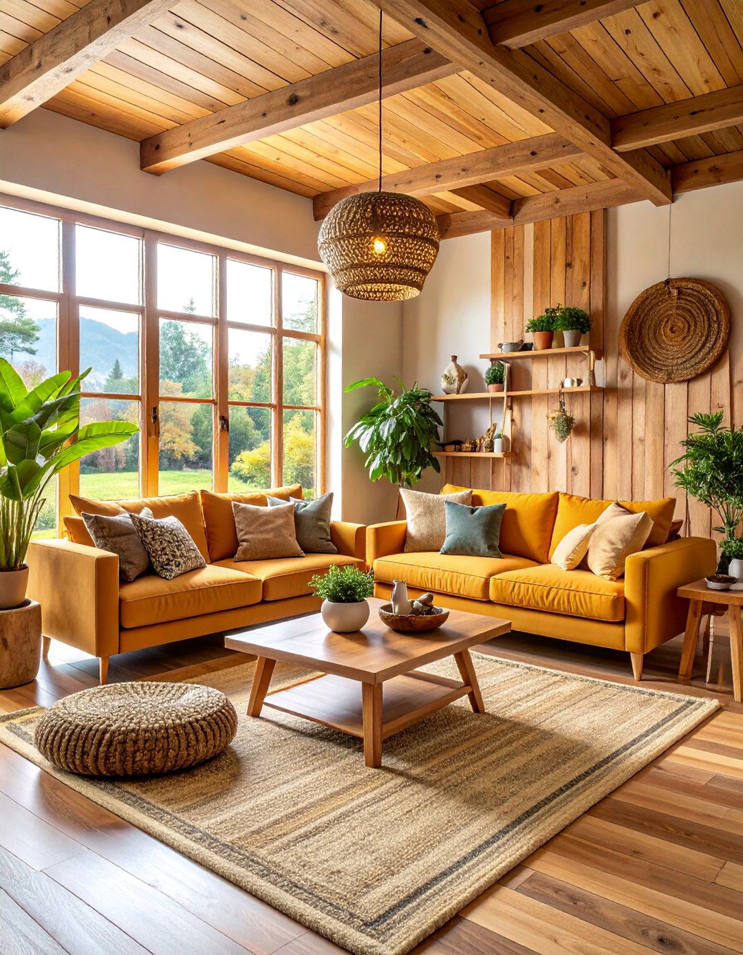 Mixed Wood Finishes Boho Living Room - 25 Minimalist Modern Boho Living Room Ideas