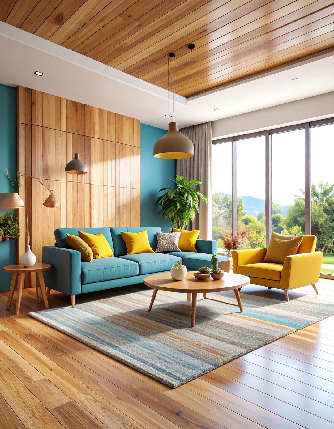 Mixed Wood Tone Interior Scheme - 25 Wooden Interior Design Ideas