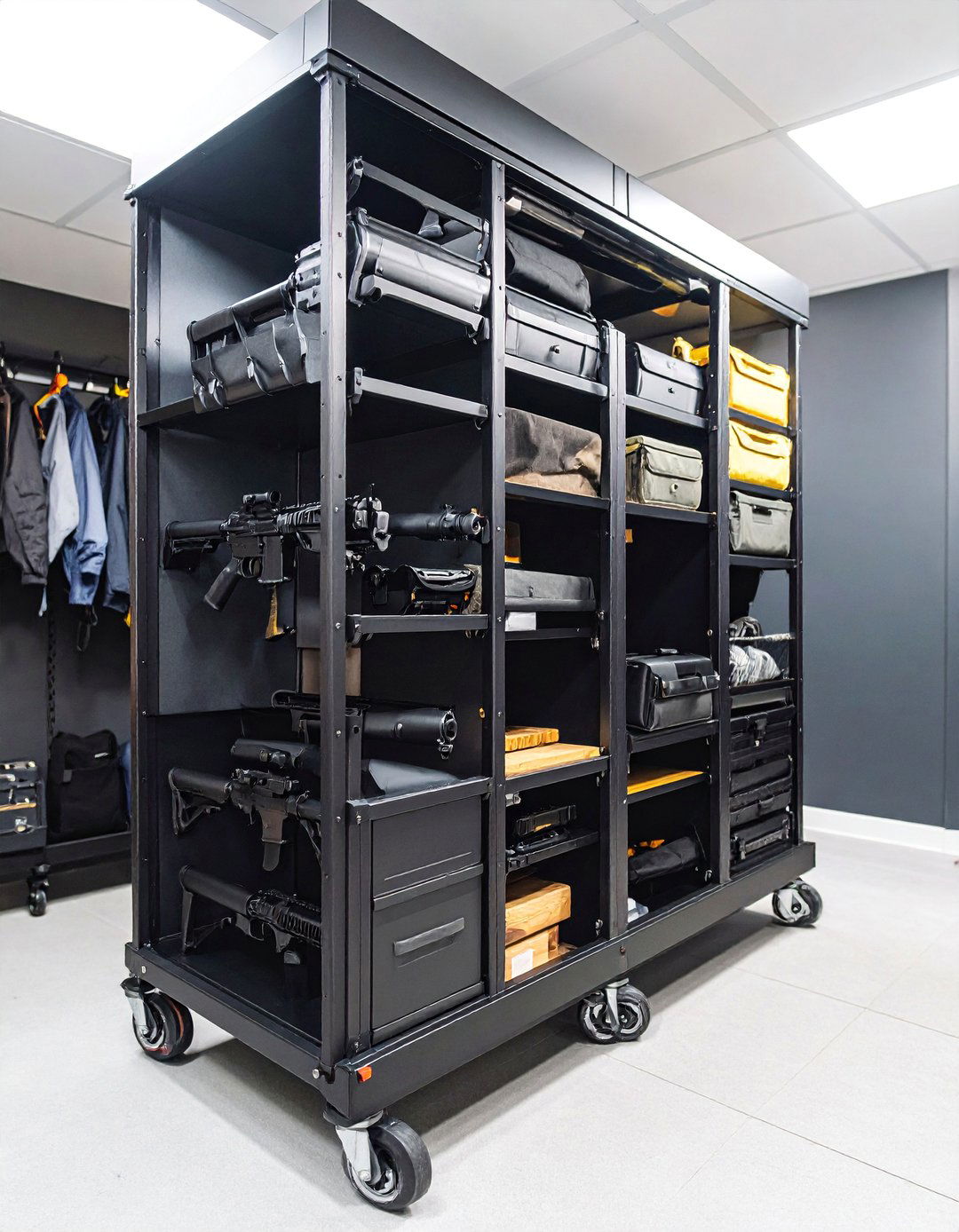 Mobile Gun Cart Display Station - 25 Gun Wall Ideas