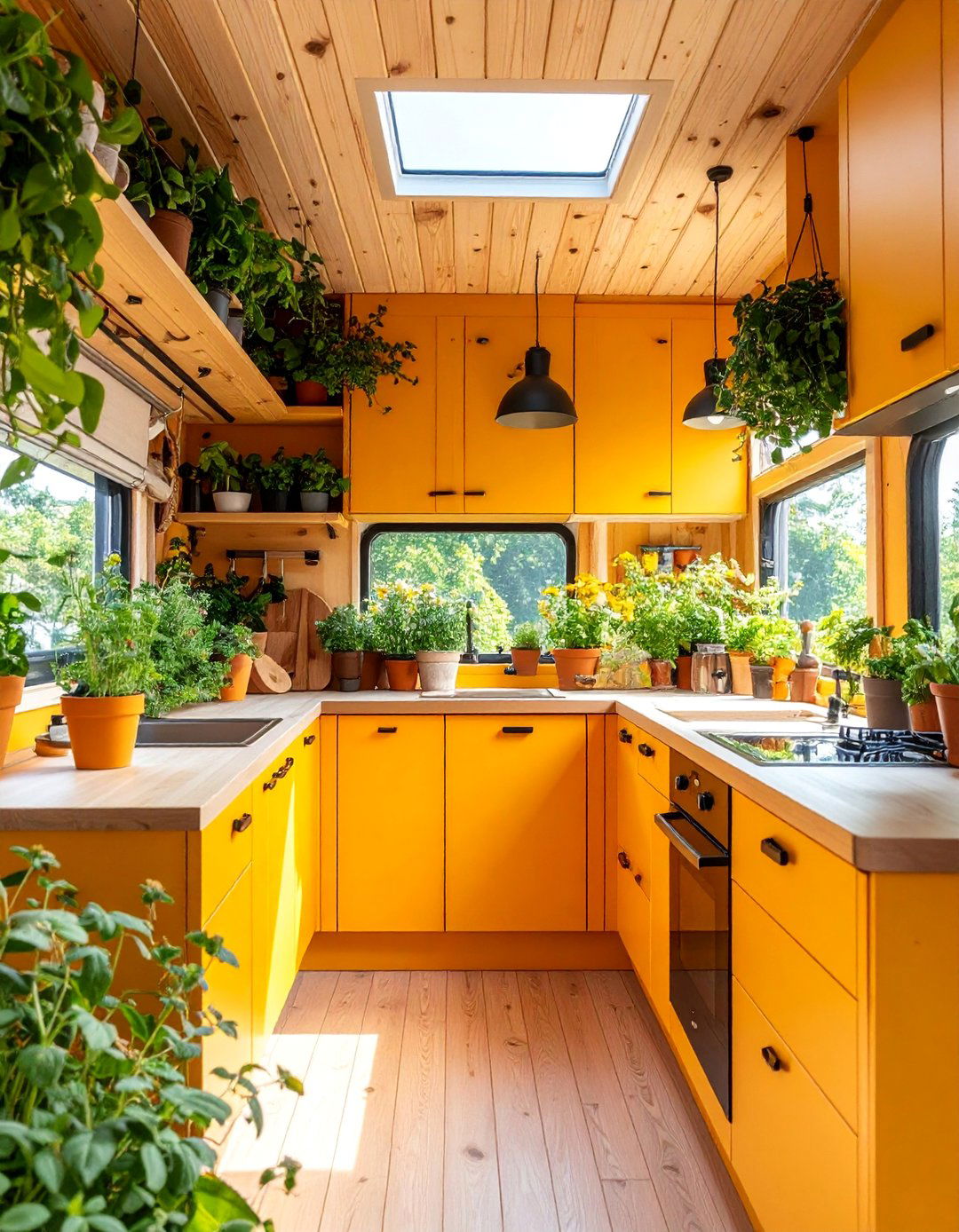 Mobile Home Kitchen with Integrated Herb Garden - 25 Mobile Home Kitchen Ideas