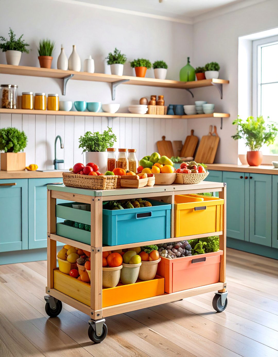 Mobile Kitchen Pantry Storage Cart - 25 Milk Crate Storage Ideas